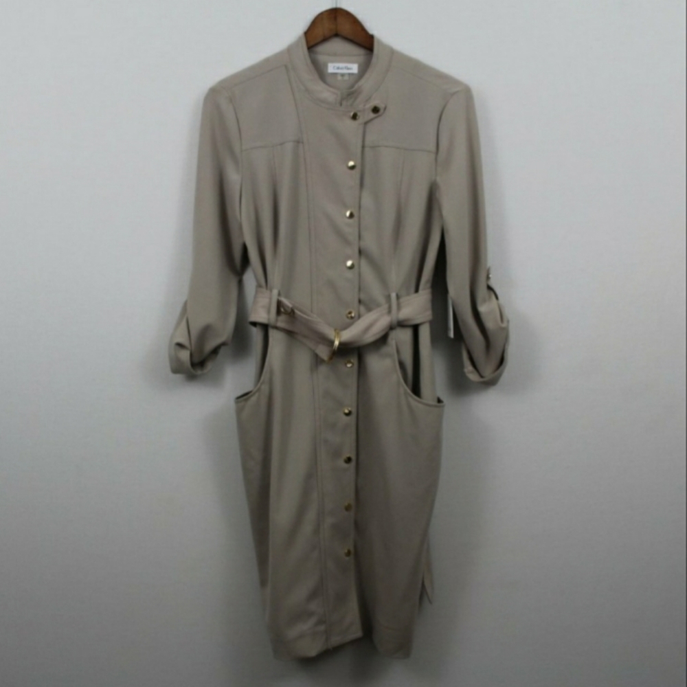 Calvin Klein Khaki Snap & Zip Down Dress